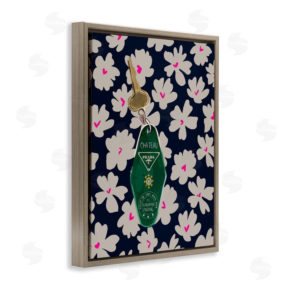 Amelia Noyes Floral Patterned Glam Key Brown Floating Frame Canvas Wall Art Print