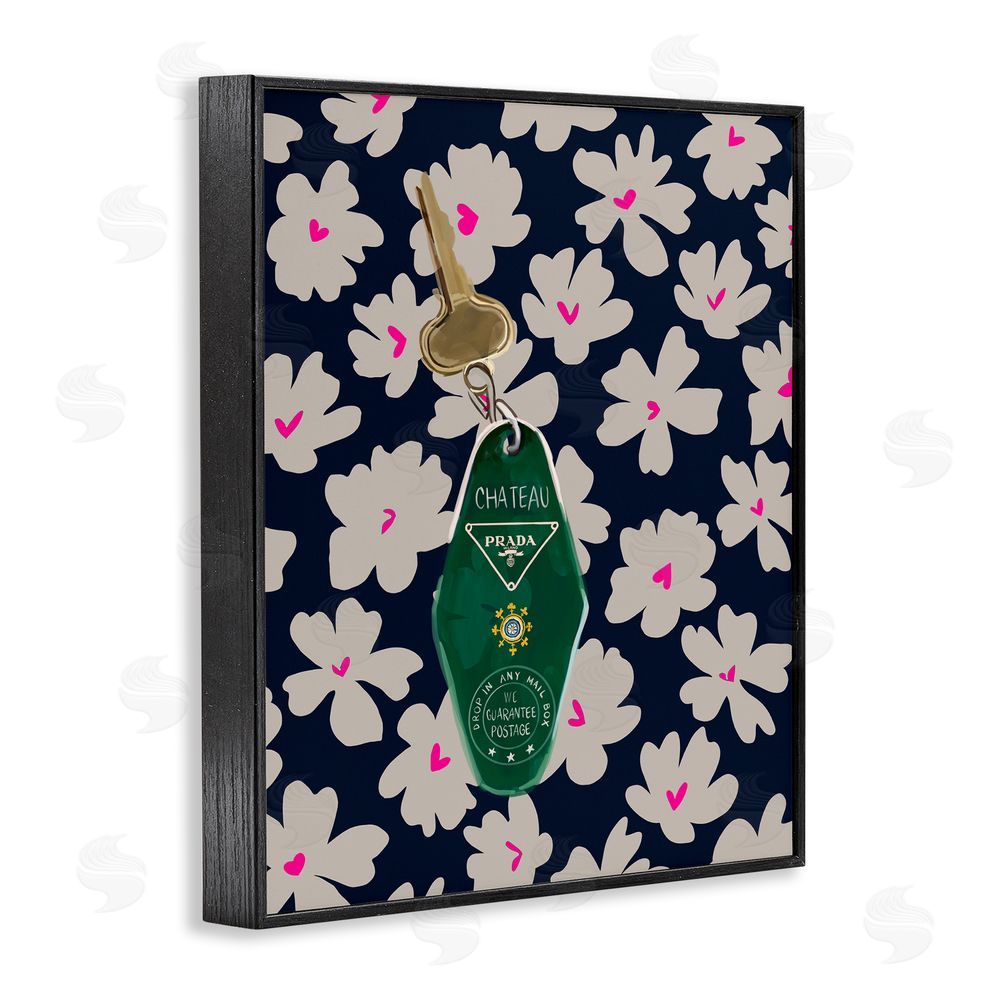 Amelia Noyes Floral Patterned Glam Key Black Framed Giclee Wall Art Print