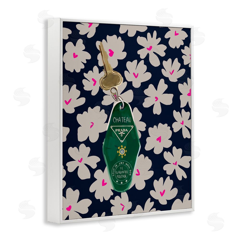 Amelia Noyes Floral Patterned Glam Key White Framed Giclee Wall Art Print