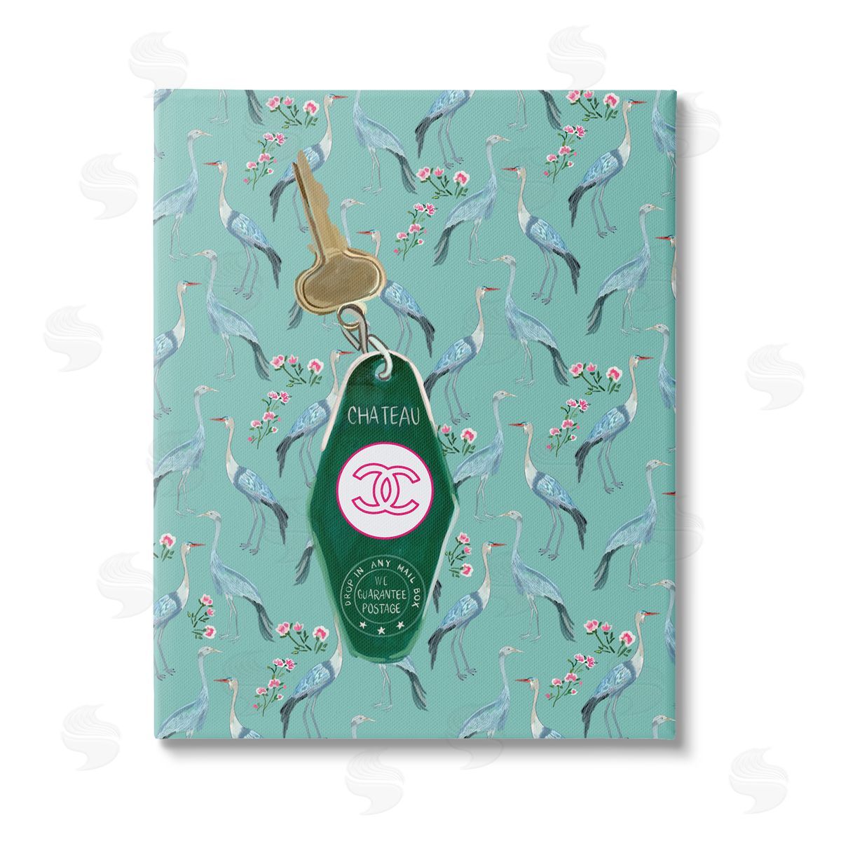 Amelia Noyes Heron Patterned Glam Key Stretched Canvas Wall Art Print