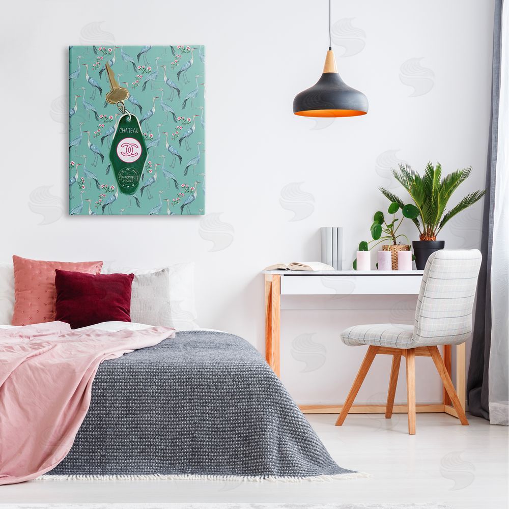 Amelia Noyes Heron Patterned Glam Key Canvas Wall Art Print in Room