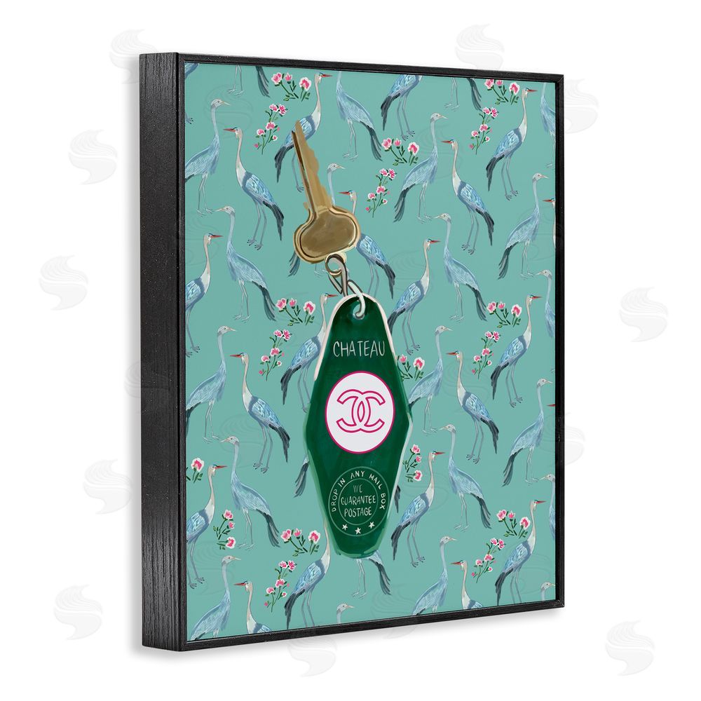 Amelia Noyes Heron Patterned Glam Key Black Framed Giclee Wall Art Print