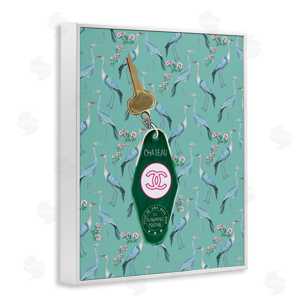 Amelia Noyes Heron Patterned Glam Key White Framed Giclee Wall Art Print
