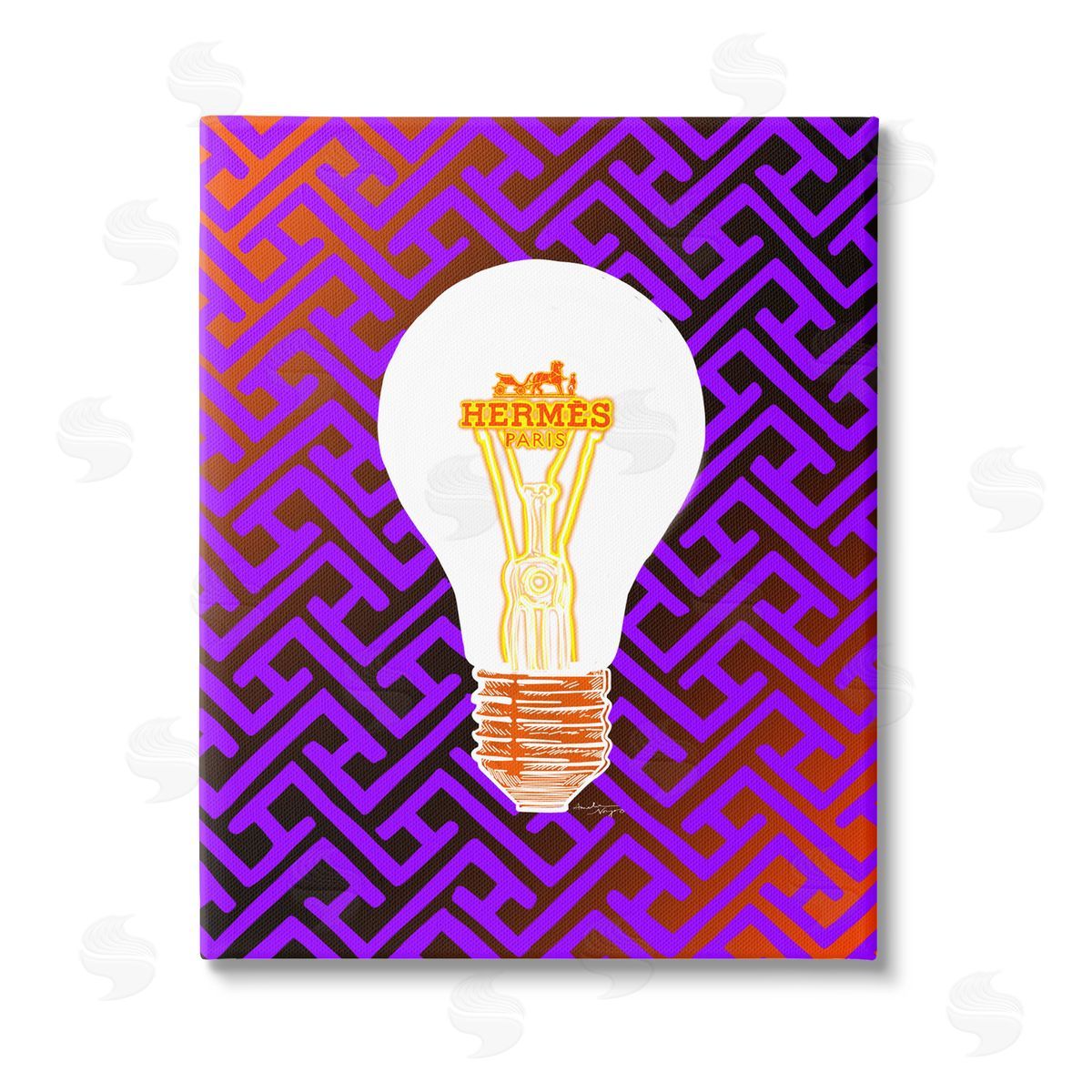 Amelia Noyes Patterned Glam Lightbulb Stretched Canvas Wall Art Print