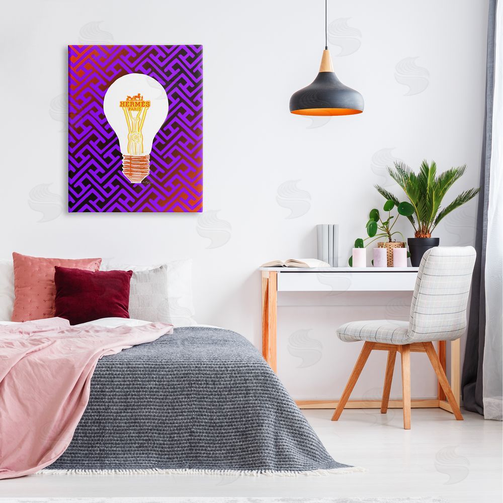 Amelia Noyes Patterned Glam Lightbulb Canvas Wall Art Print in Room