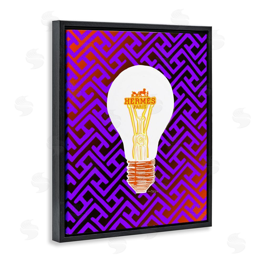 Amelia Noyes Patterned Glam Lightbulb Black Floating Frame Canvas Wall Art Print