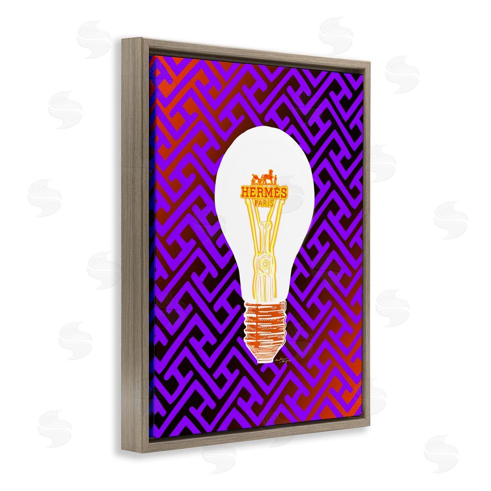Amelia Noyes Patterned Glam Lightbulb Brown Floating Frame Canvas Wall Art Print