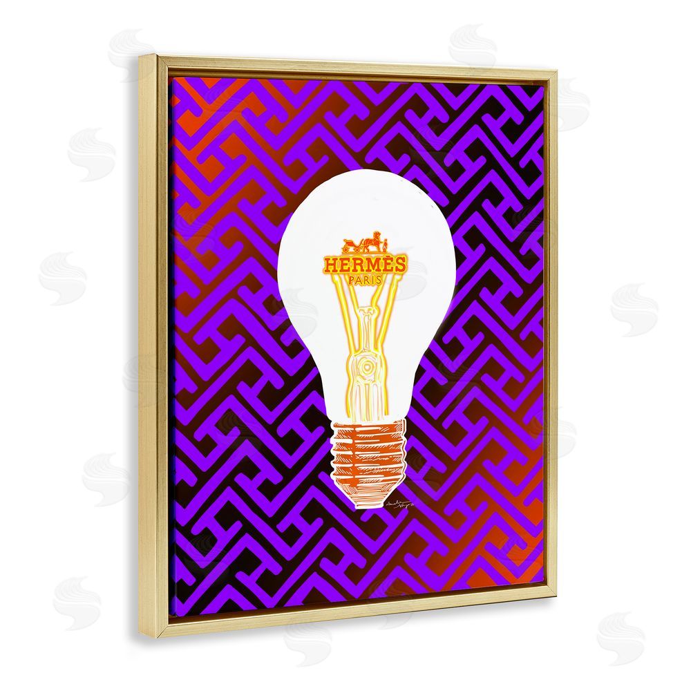 Amelia Noyes Patterned Glam Lightbulb Gold Floating Frame Canvas Wall Art Print