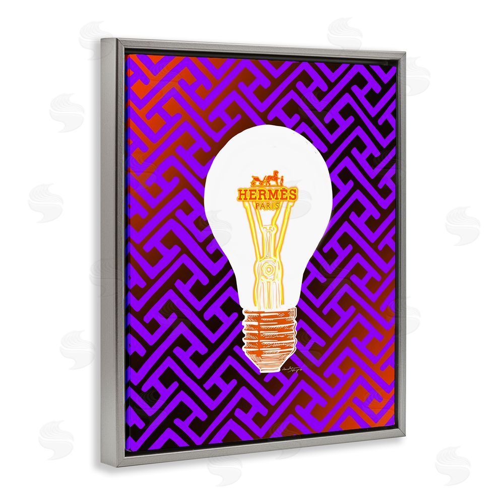Amelia Noyes Patterned Glam Lightbulb Grey Floating Frame Canvas Wall Art Print
