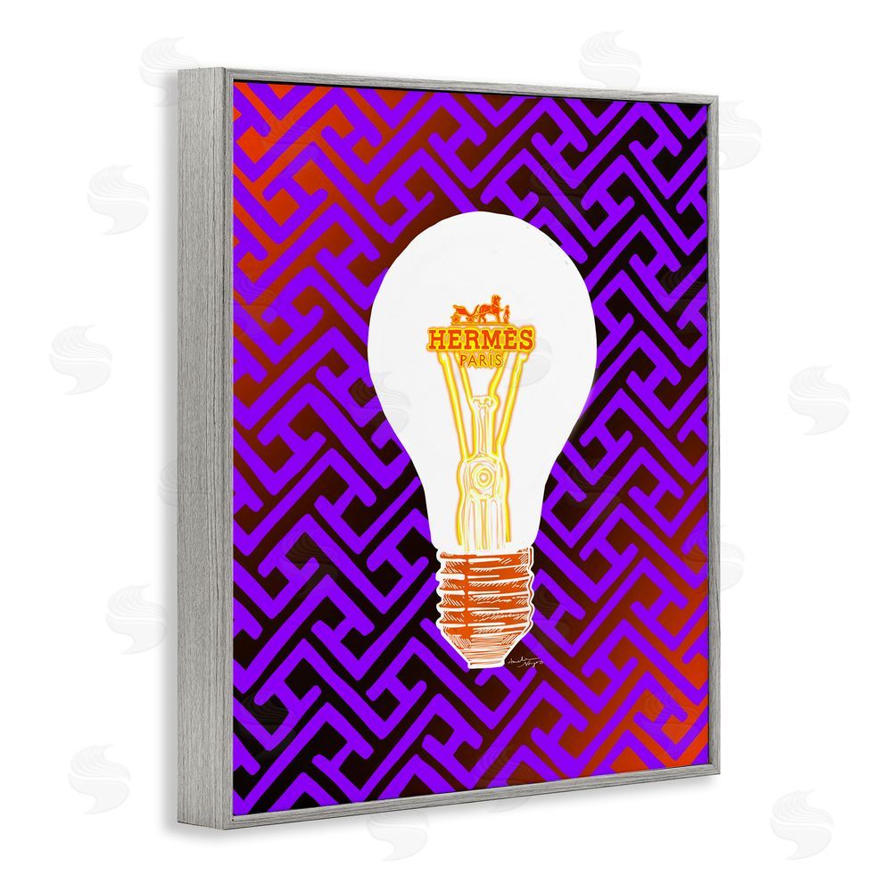 Amelia Noyes Patterned Glam Lightbulb Gray Framed Giclee Wall Art Print