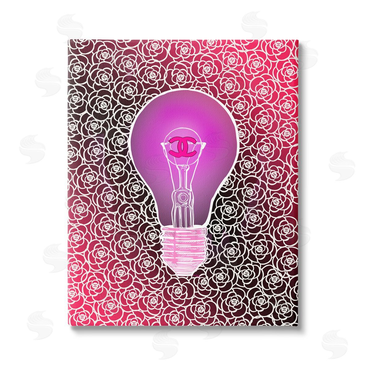 Amelia Noyes Glam Brand Lightbulb Pattern Stretched Canvas Wall Art Print