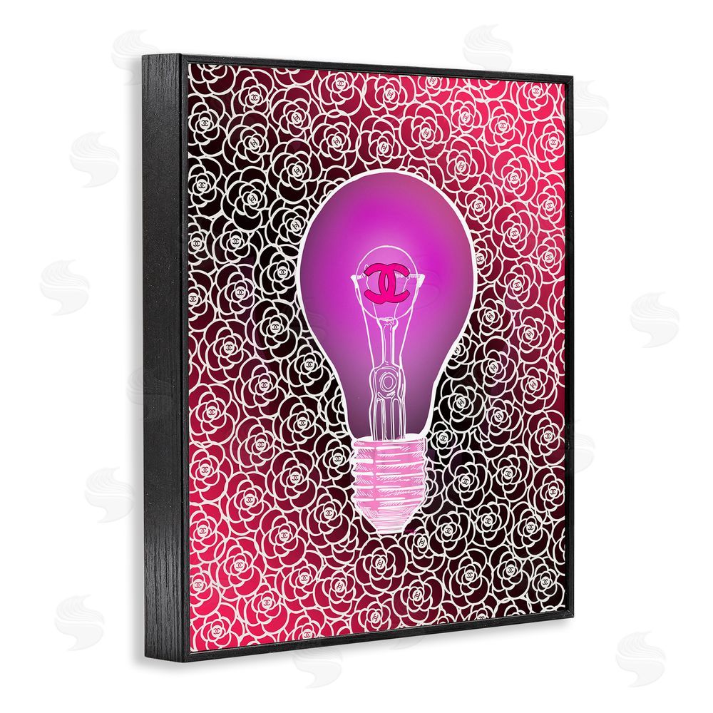 Amelia Noyes Glam Brand Lightbulb Pattern Black Framed Giclee Wall Art Print