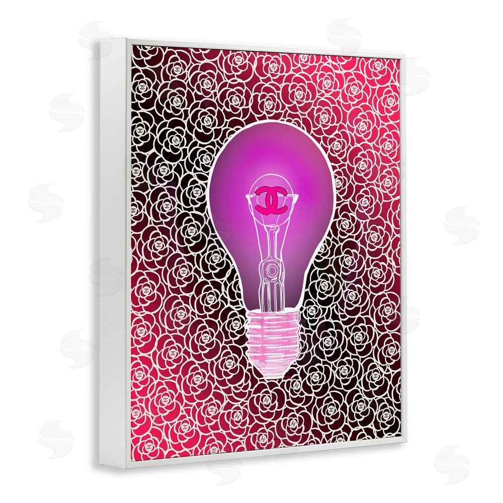 Amelia Noyes Glam Brand Lightbulb Pattern White Framed Giclee Wall Art Print