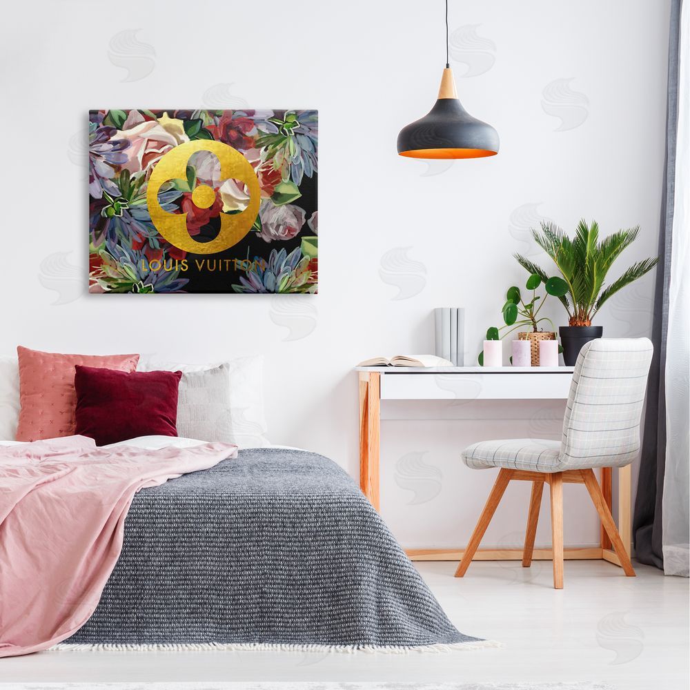 Amelia Noyes Floral Glam Fashion Logo Canvas Wall Art Print in Room