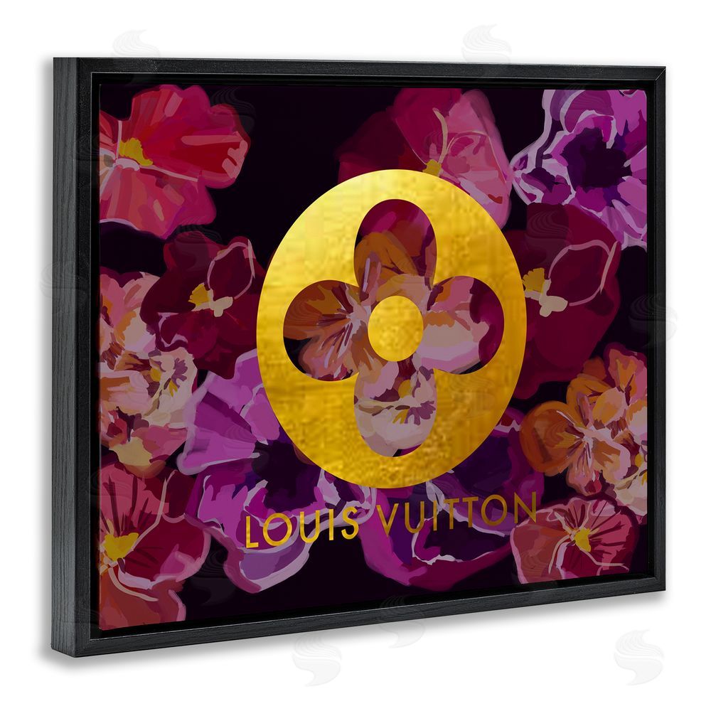 Amelia Noyes Fashion Brand Purple Flowers Black Floating Frame Canvas Wall Art Print