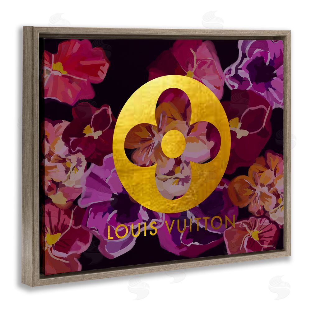 Amelia Noyes Fashion Brand Purple Flowers Brown Floating Frame Canvas Wall Art Print