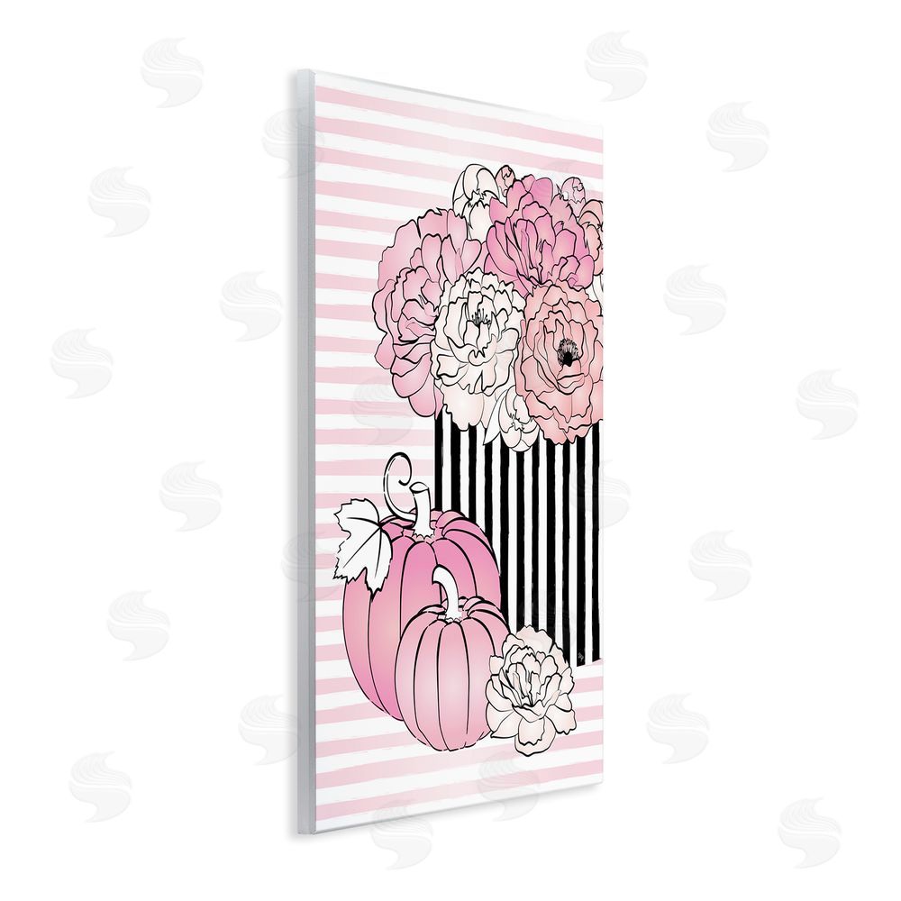Martina Pavlova Pink Florals & Pumpkins Wall Plaque Art Print
