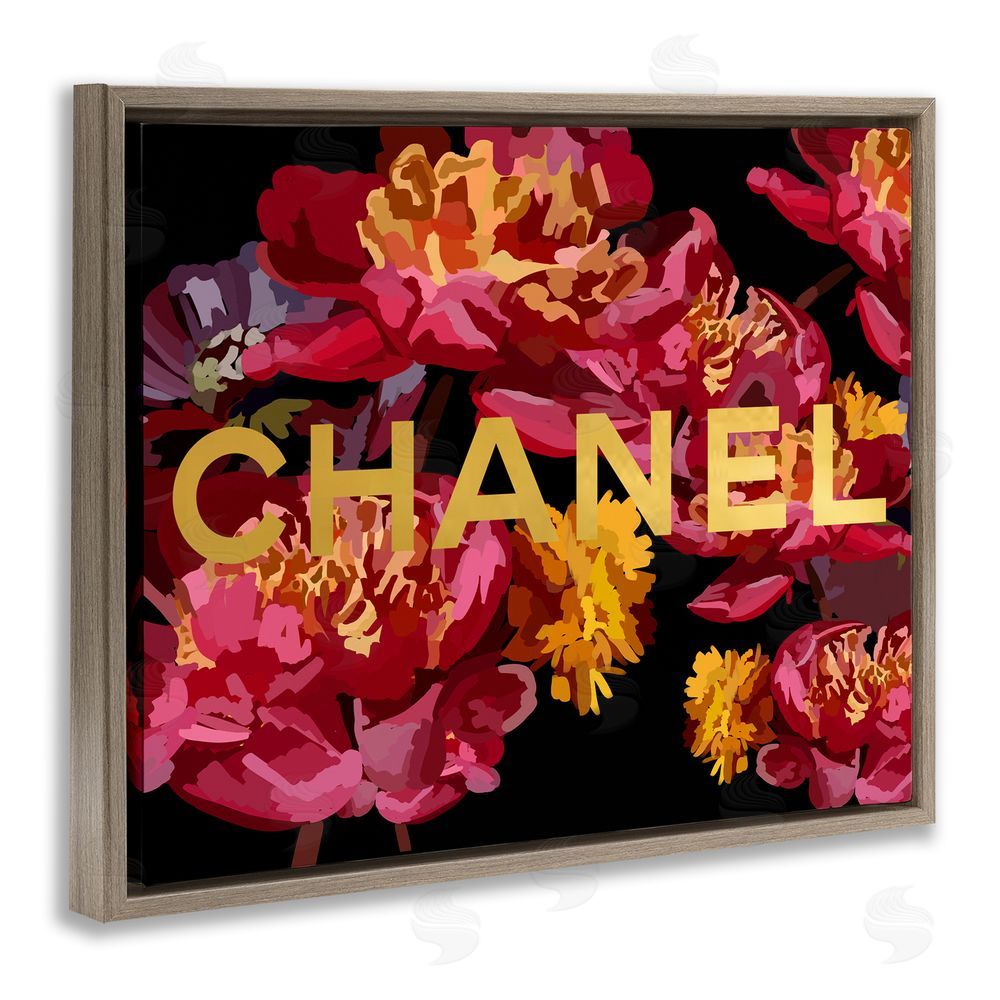 Amelia Noyes Glam Brand Blossoms Brown Floating Frame Canvas Wall Art Print