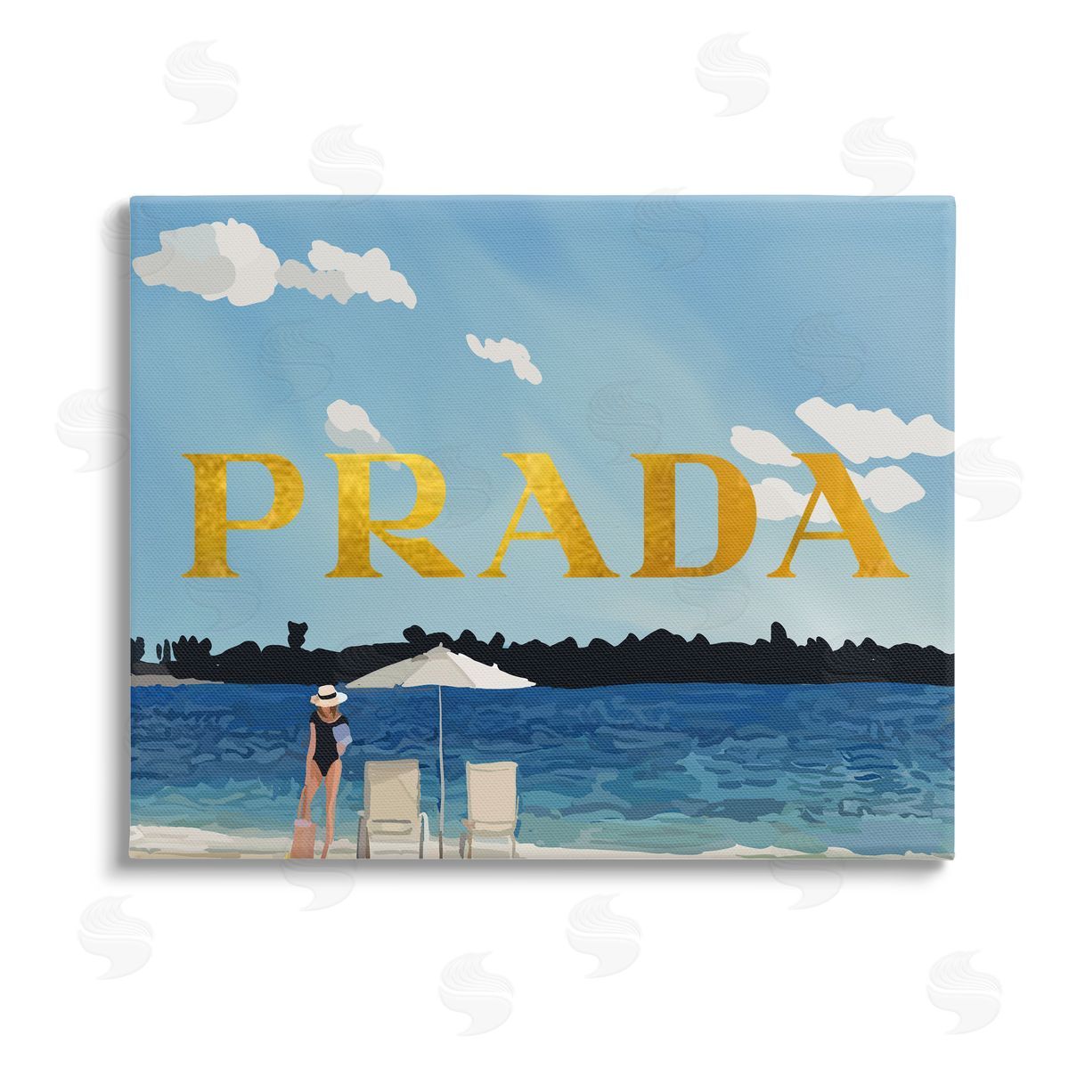 Amelia Noyes Glam Girl on Beach Stretched Canvas Wall Art Print
