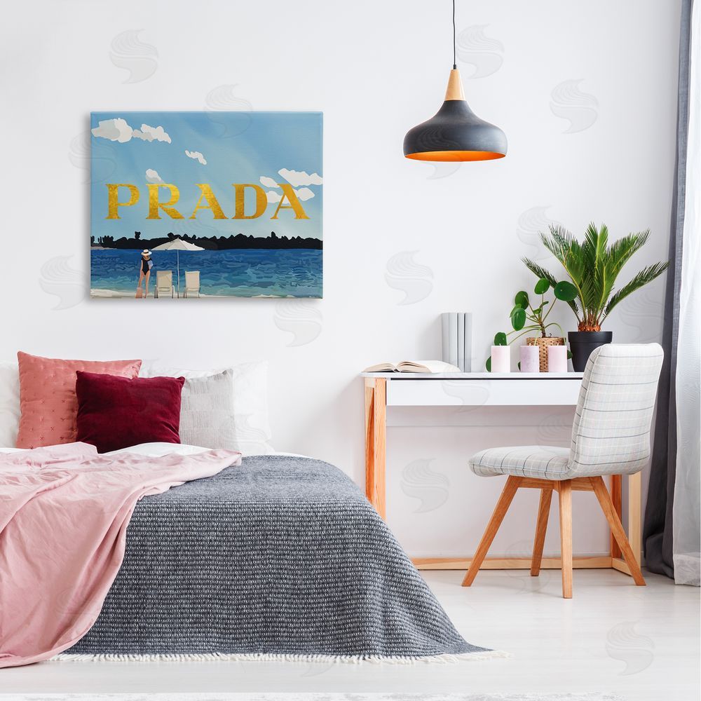 Amelia Noyes Glam Girl on Beach Canvas Wall Art Print in Room