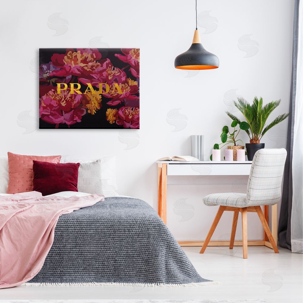 Amelia Noyes Glam Peonies Pattern Canvas Wall Art Print in Room