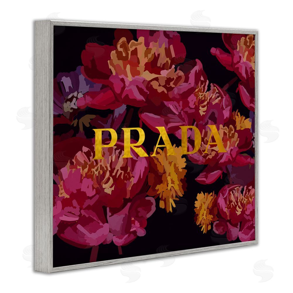Amelia Noyes Glam Peonies Pattern Gray Framed Giclee Wall Art Print