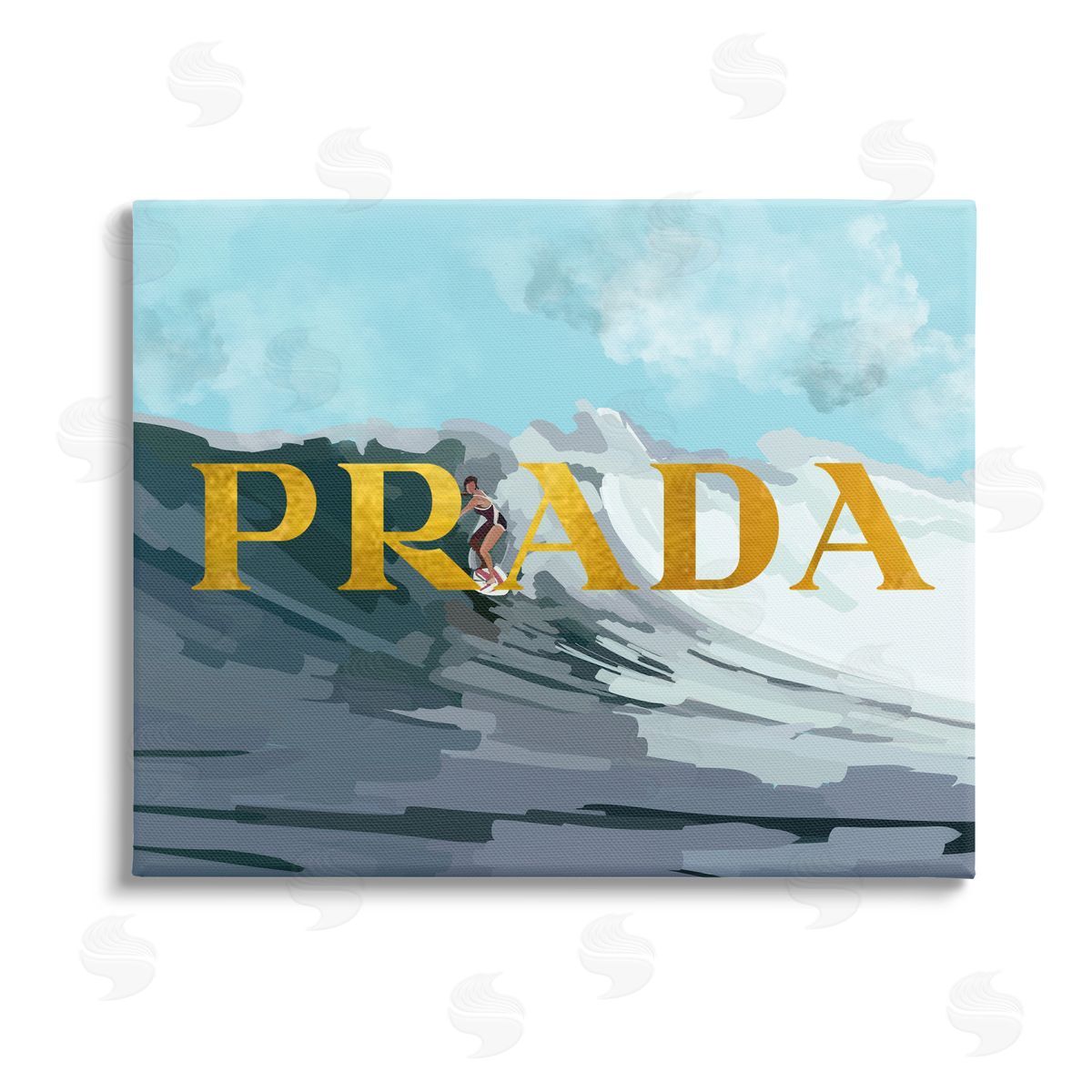 Amelia Noyes Surfing with Glam Detail Stretched Canvas Wall Art Print