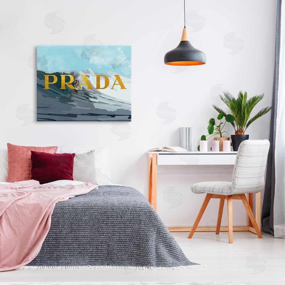 Amelia Noyes Surfing with Glam Detail Canvas Wall Art Print in Room