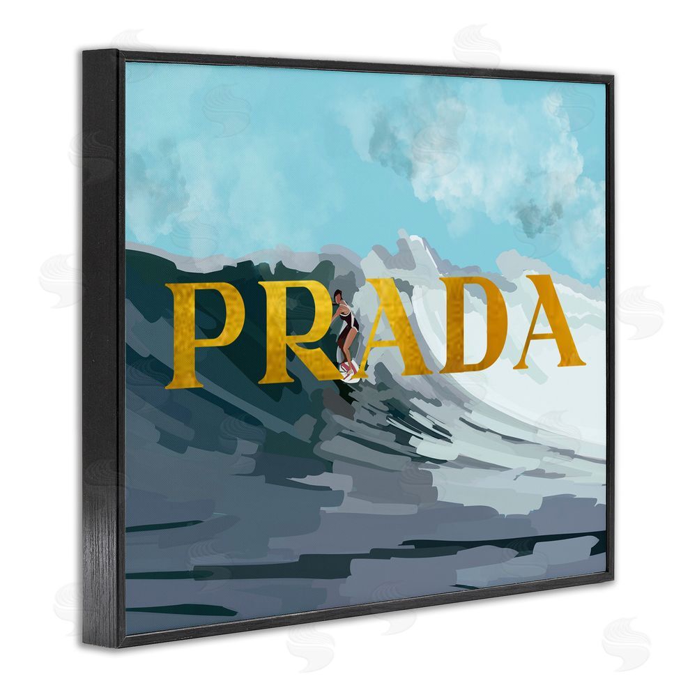 Amelia Noyes Surfing with Glam Detail Black Framed Giclee Wall Art Print