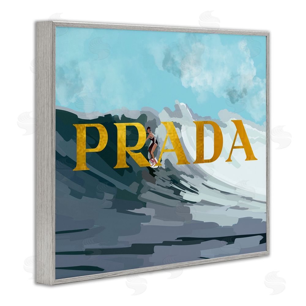 Amelia Noyes Surfing with Glam Detail Gray Framed Giclee Wall Art Print