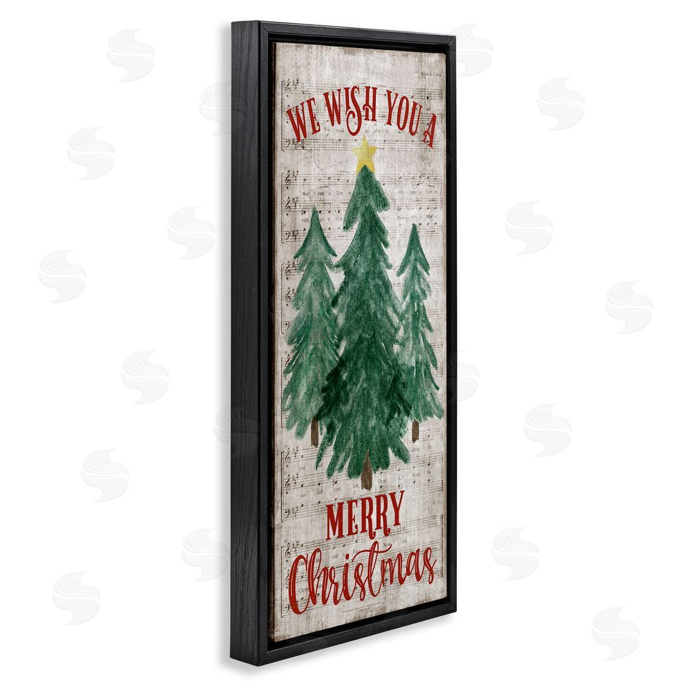 Natalie Carpentieri Merry Christmas Sheet Music Black Floating Frame Canvas Wall Art Print