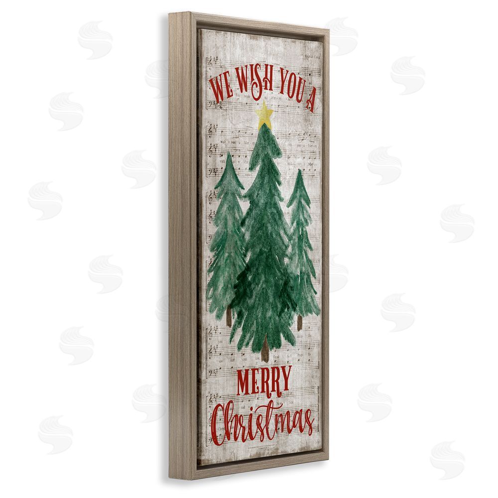 Natalie Carpentieri Merry Christmas Sheet Music Brown Floating Frame Canvas Wall Art Print