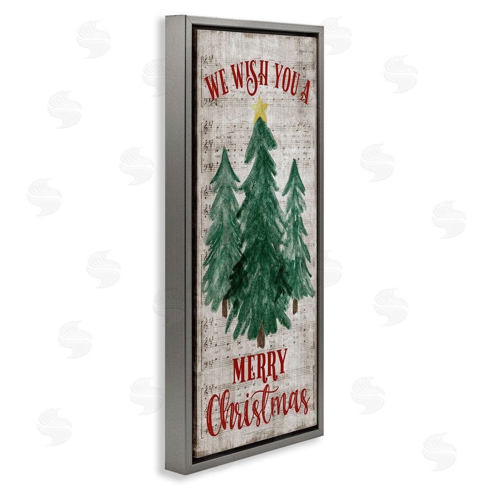 Natalie Carpentieri Merry Christmas Sheet Music Grey Floating Frame Canvas Wall Art Print