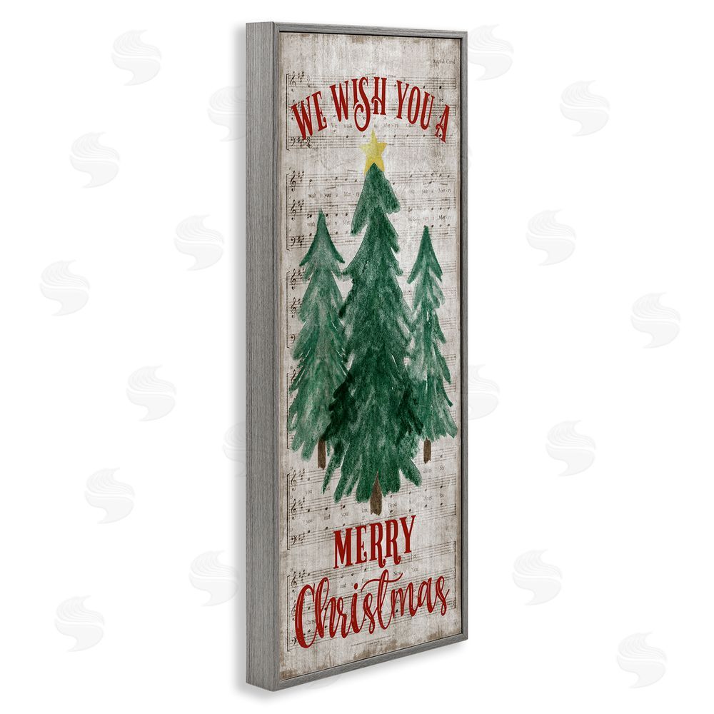 Natalie Carpentieri Merry Christmas Sheet Music Gray Framed Giclee Wall Art Print