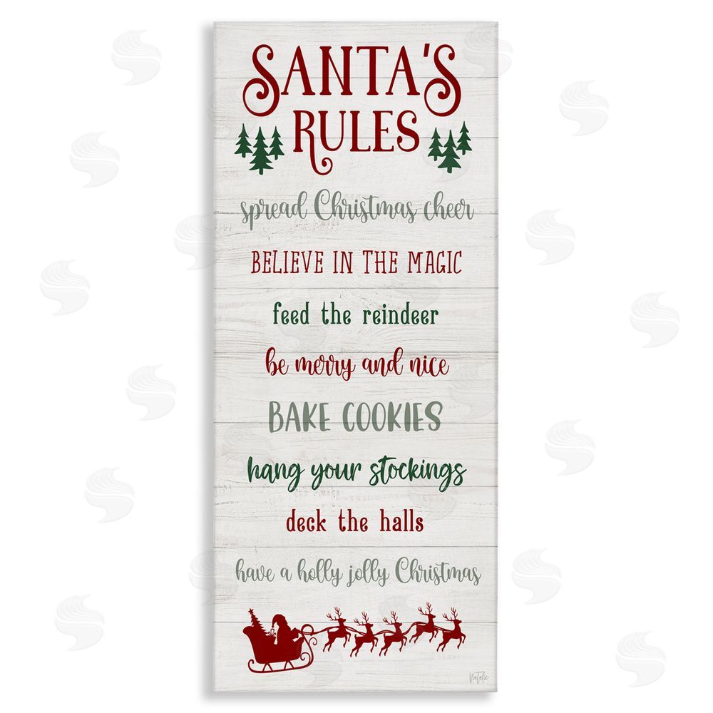 Natalie Carpentieri Santa's Rules Holiday Stretched Canvas Wall Art Print