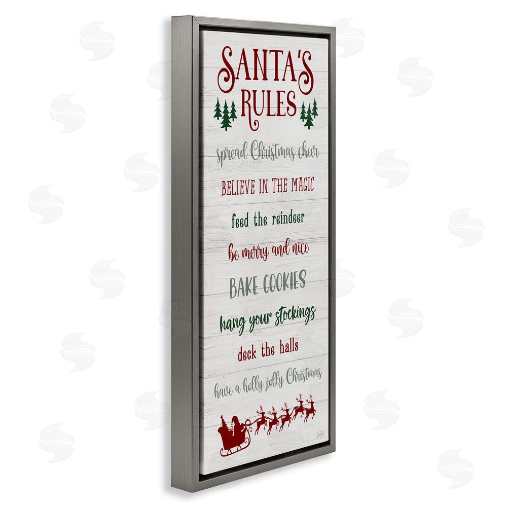 Natalie Carpentieri Santa's Rules Holiday Grey Floating Frame Canvas Wall Art Print