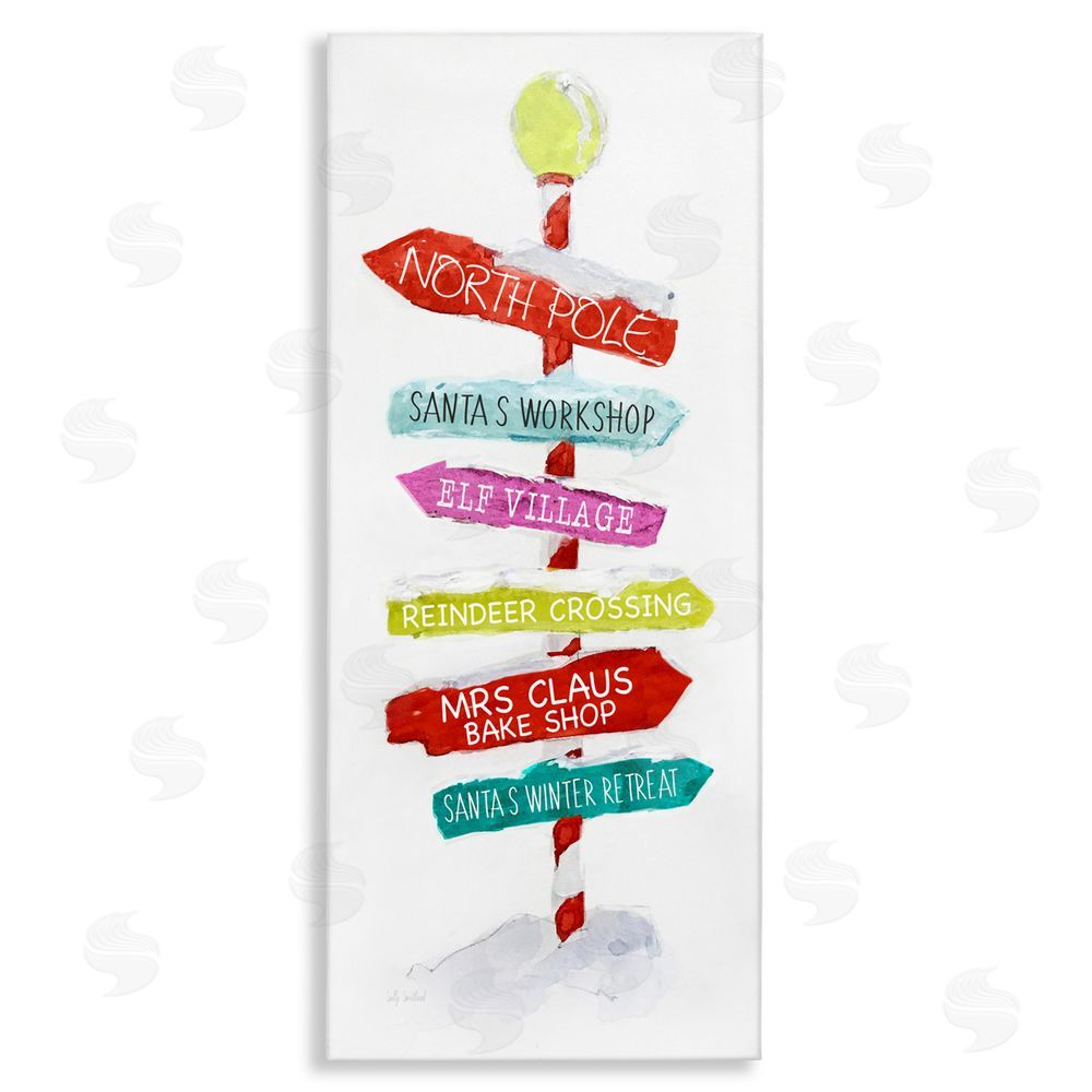 Sally Swatland Holiday Directional Sign Stretched Canvas Wall Art Print