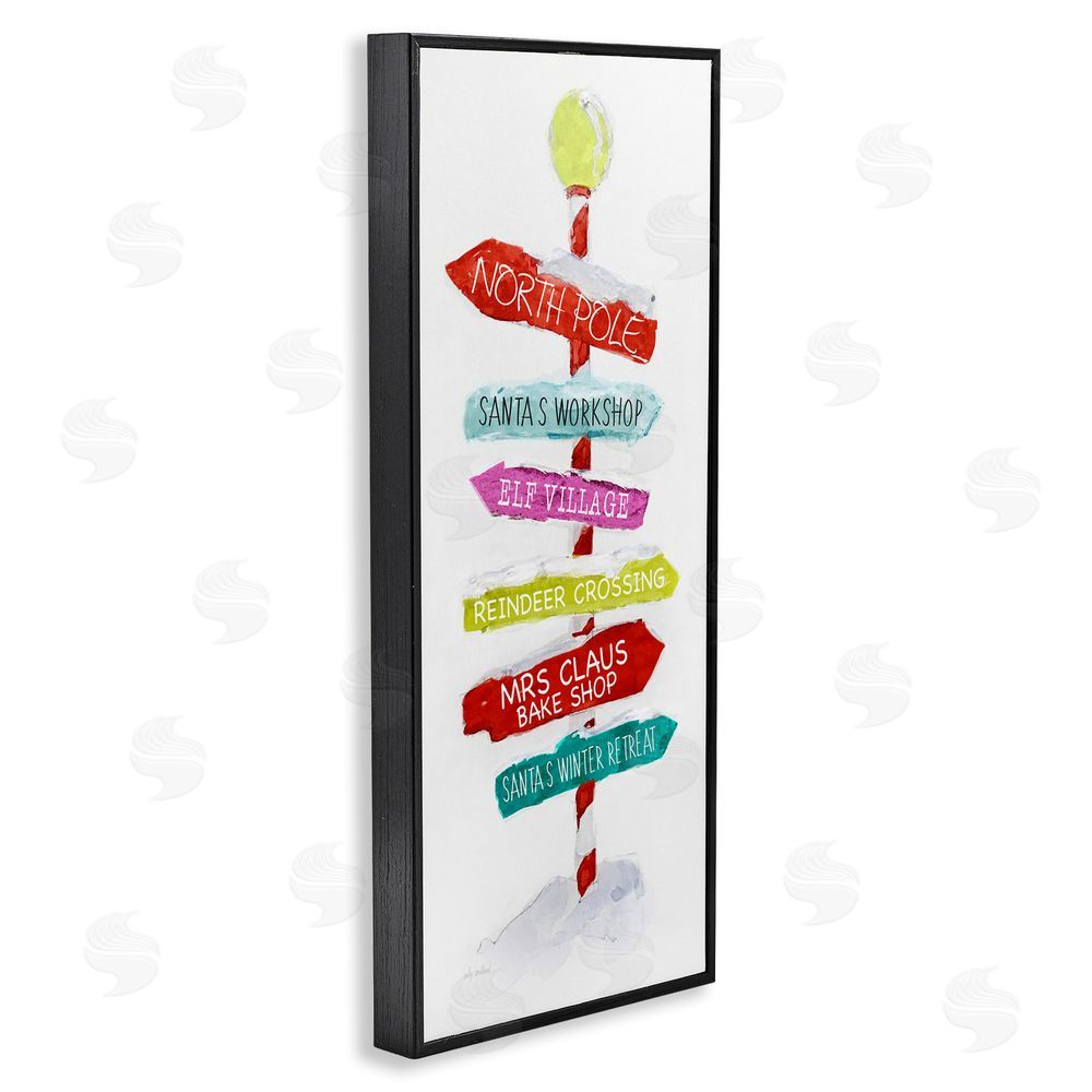 Sally Swatland Holiday Directional Sign Black Framed Giclee Wall Art Print