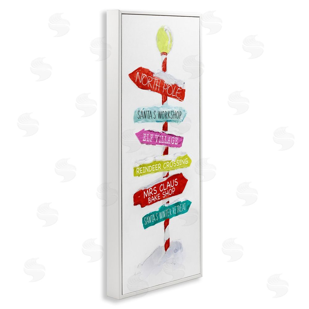 Sally Swatland Holiday Directional Sign White Framed Giclee Wall Art Print