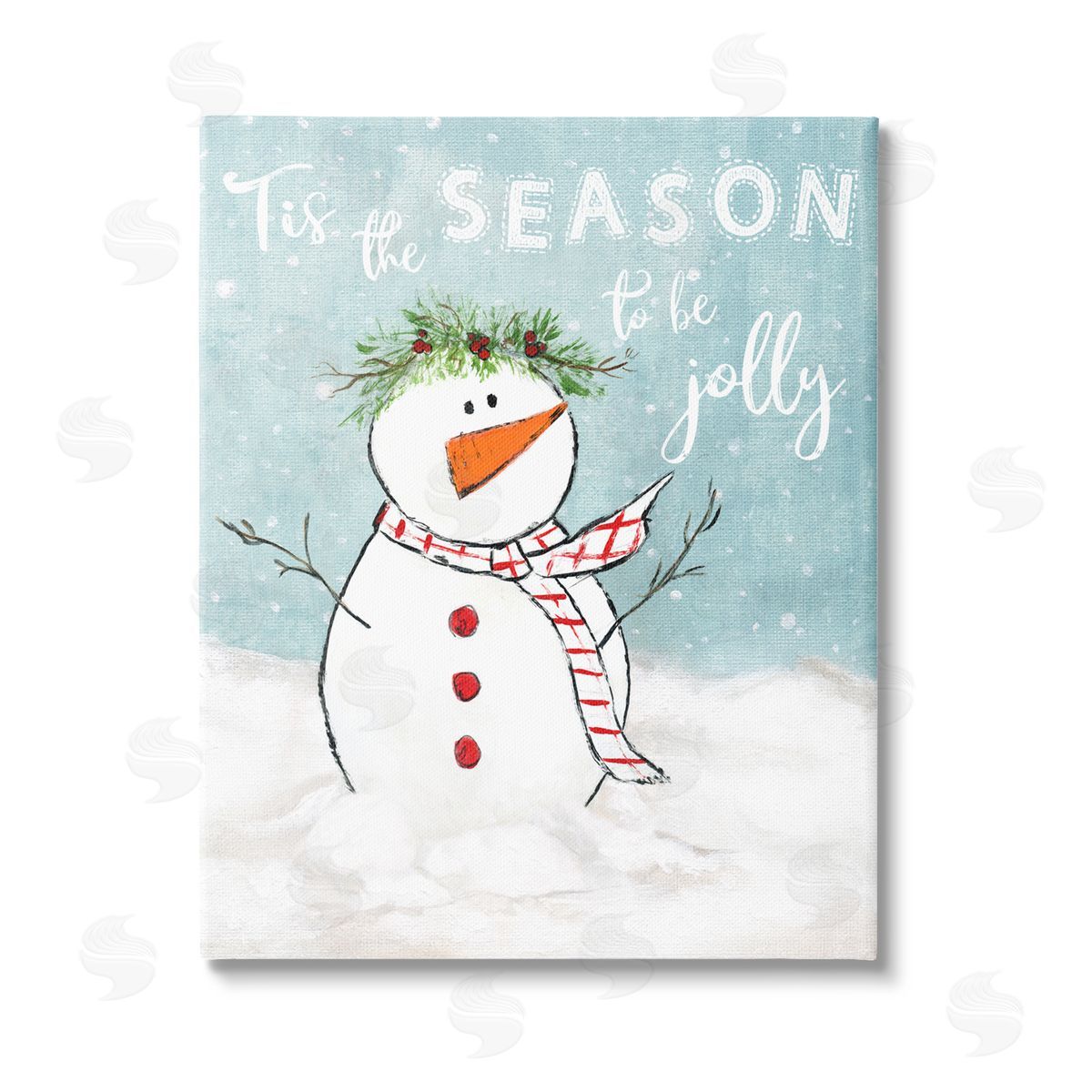 Janet Tava Tis the Season Snowman Stretched Canvas Wall Art Print