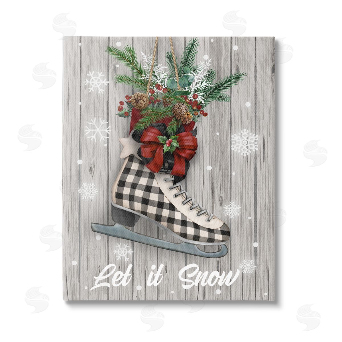 Conrad Knutsen Let it Snow Ice Skate Stretched Canvas Wall Art Print