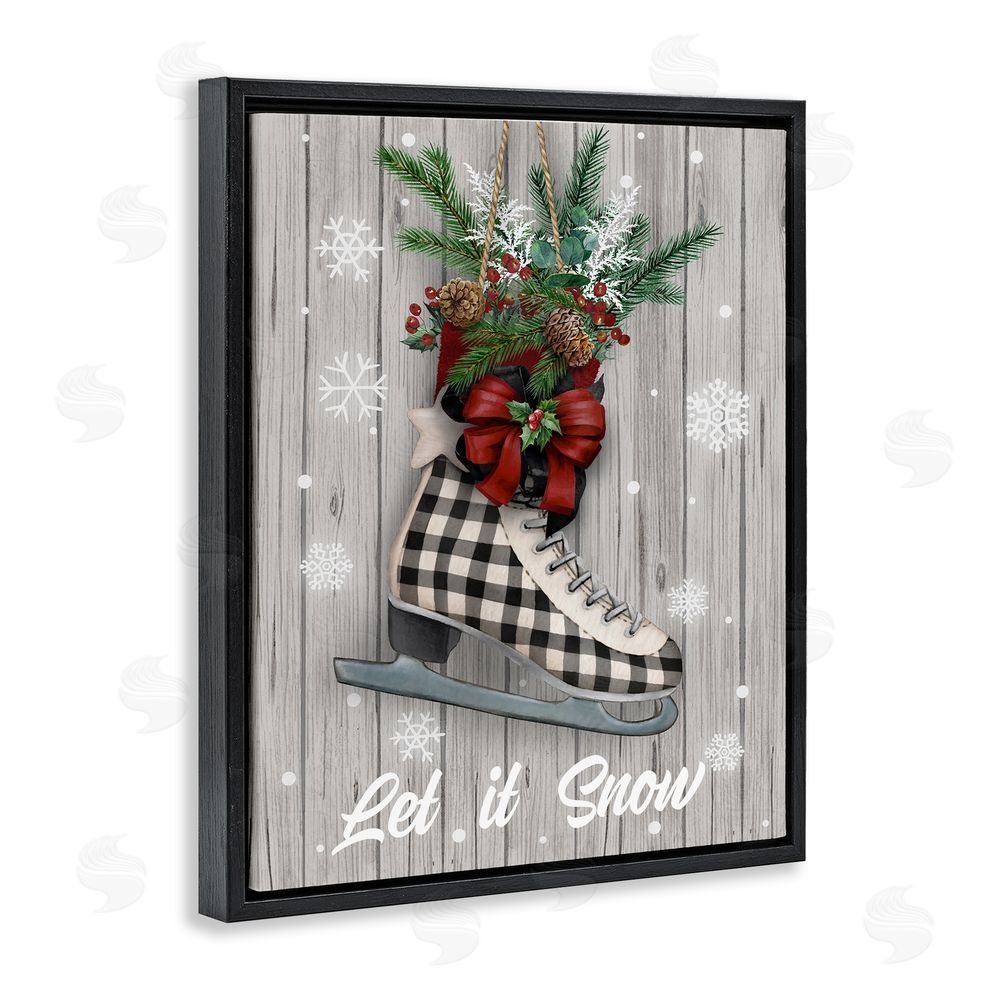 Conrad Knutsen Let it Snow Ice Skate Black Floating Frame Canvas Wall Art Print