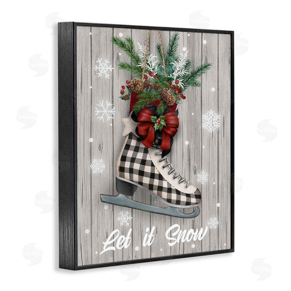 Conrad Knutsen Let it Snow Ice Skate Black Framed Giclee Wall Art Print