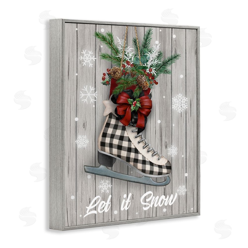 Conrad Knutsen Let it Snow Ice Skate Gray Framed Giclee Wall Art Print
