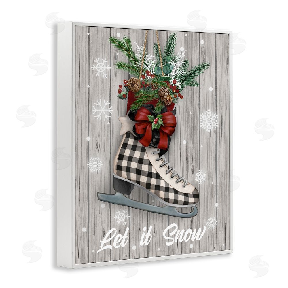Conrad Knutsen Let it Snow Ice Skate White Framed Giclee Wall Art Print