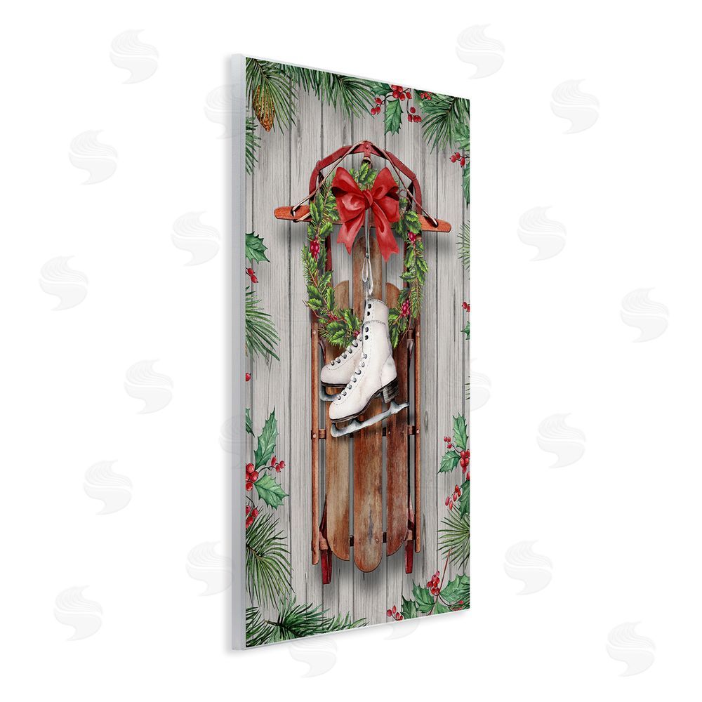 Conrad Knutsen Winter Ice Skates & Sled Wall Plaque Art Print
