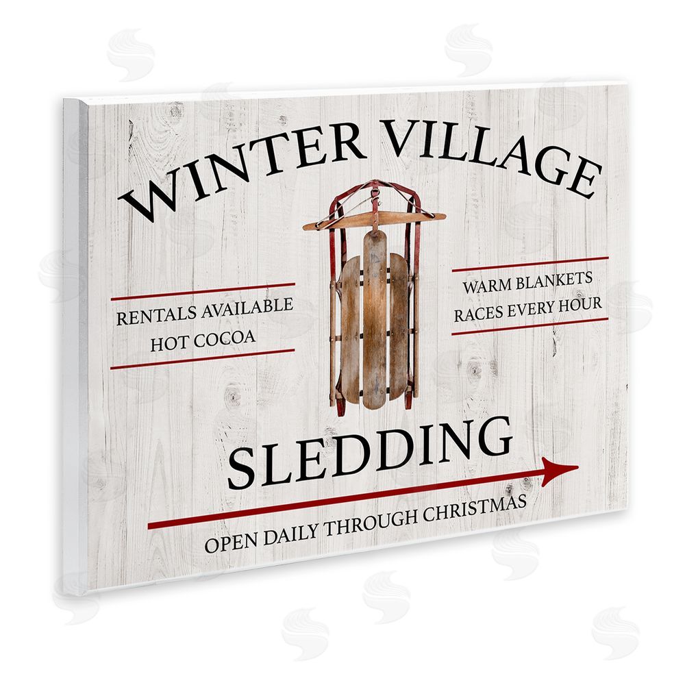Conrad Knutsen Winter Village Sledding Wall Plaque Art Print