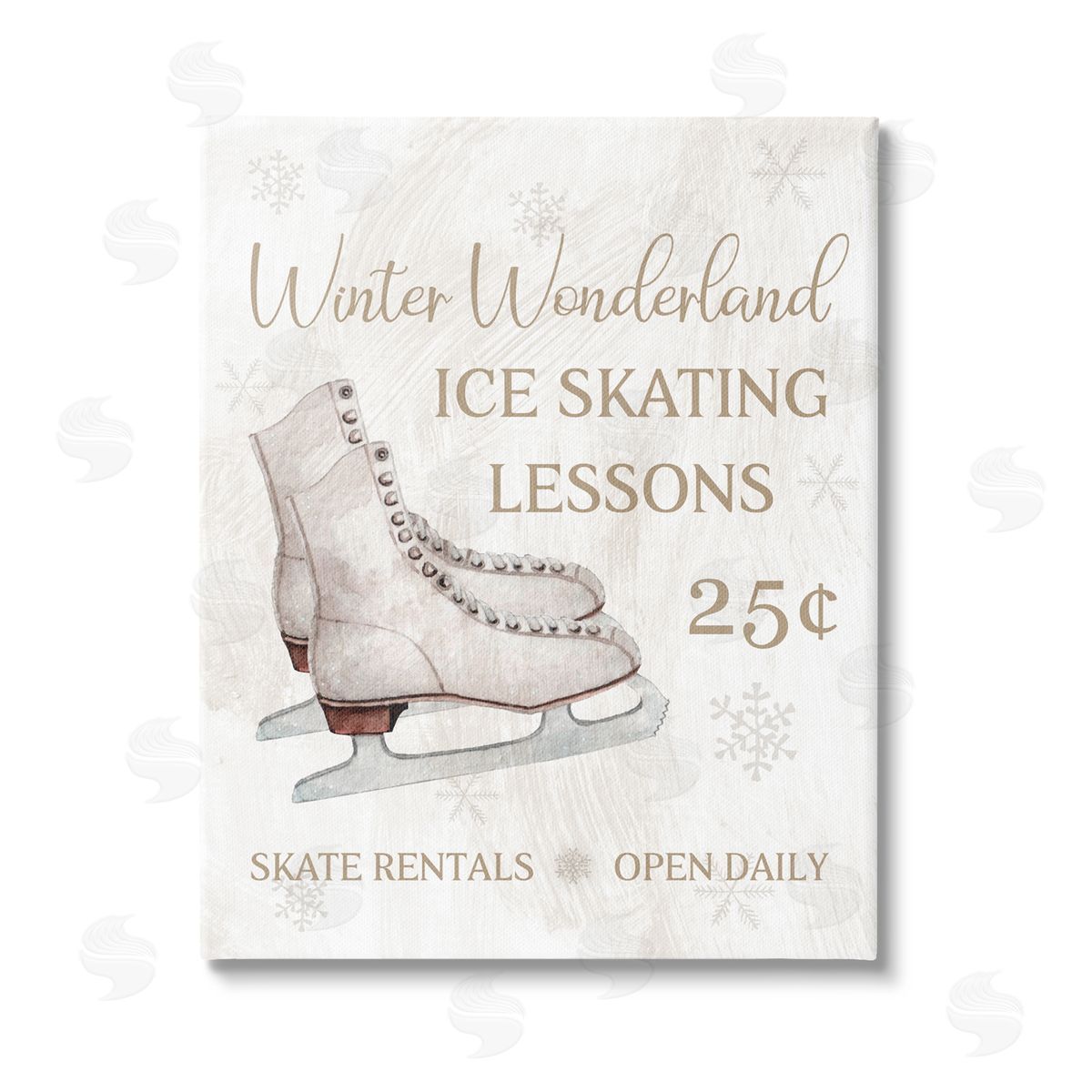 Conrad Knutsen Ice Skating Lessons Sign Stretched Canvas Wall Art Print