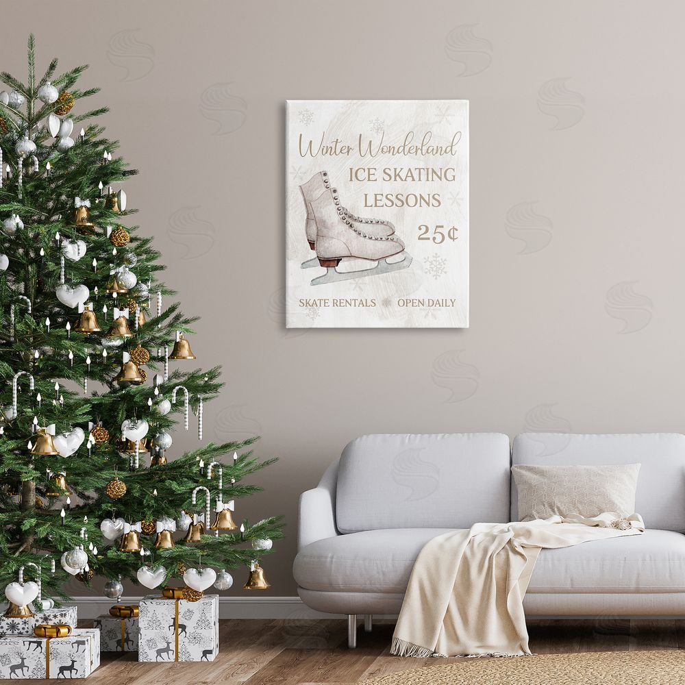 Conrad Knutsen Ice Skating Lessons Sign Canvas Wall Art Print in Room