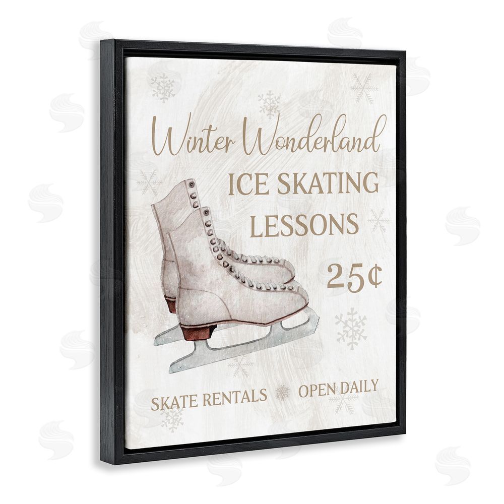 Conrad Knutsen Ice Skating Lessons Sign Black Floating Frame Canvas Wall Art Print